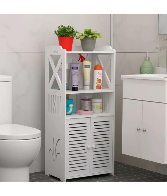 MOBILETTO DA BAGNO SALVASPAZIO CON ANTA ARMADIETTO BIANCO ORGANIZER