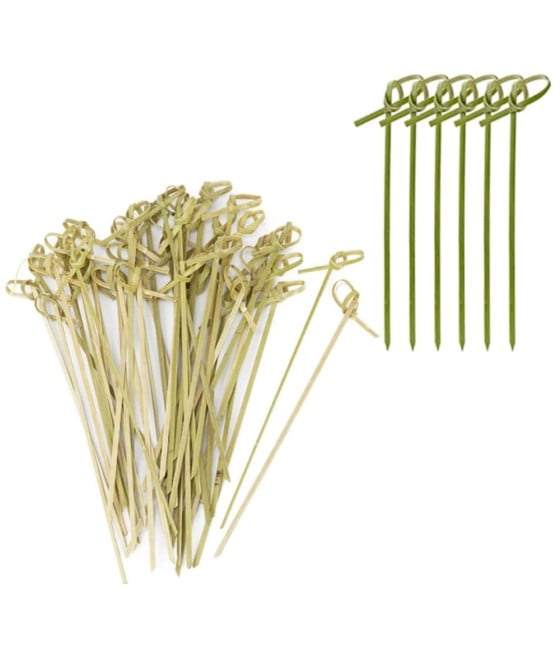 3PZ DA 25 SPIEDINI IN BAMBÙ 12CM CON NODO PER ANTIPASTI COCKTAIL 617270