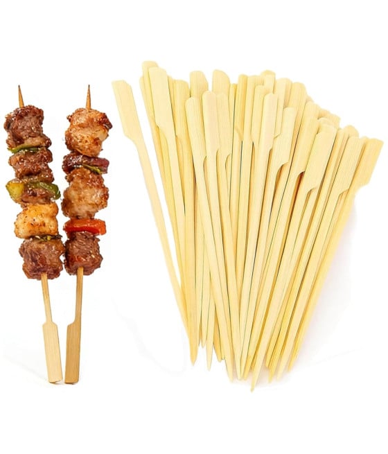 3PZ DA 25 SPIEDINI IN BAMBÙ 18CM MANICO PIATTO PER FESTE ANTIPASTI BBQ