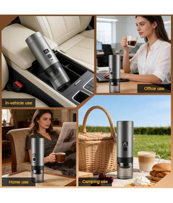 CAFFETTIERA ELETTRICA MACCHINA CAFFÈ PORTATILE COMPATIBILE CAPSULE MACINATO