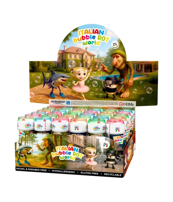 BOLLE SAPONE CONFEZIONE 36PZ FLACONI 60ML ITALIAN BRAINROT BAMBINI 009829