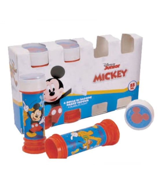 BOLLE SAPONE 60ML TEMA MICKEY TOPOLINO 4PZ FESTA GIOCO BAMBINI 207254