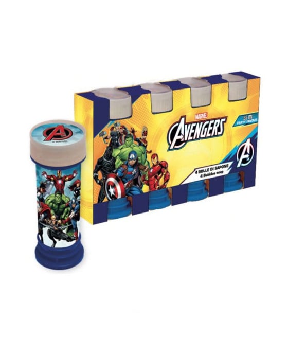 BOLLE DI SAPONE 60ML AVENGERS 4PZ BOMBONIERA FESTA GIOCO BAMBINI 253237