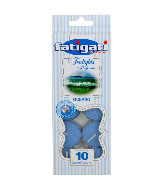 12 PZ DA 10 CANDELE PROFUMATE TEALIGHT ROTONDI FRAGRANZA OCEANO 295395