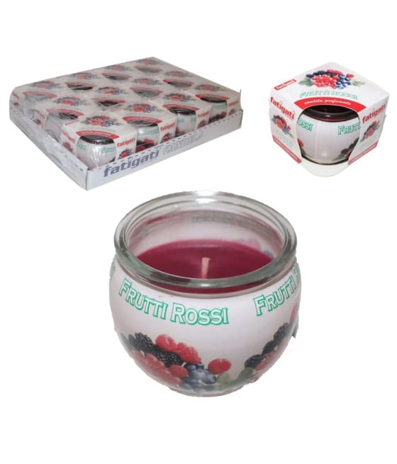 12 PZ CANDELA VASETTO PROFUMO FRUTTI ROSSI AMBIENTE DECORATIVO 382248