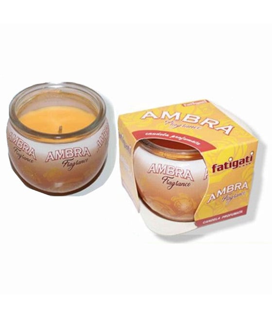 12PZ CANDELA IN VASETTO VETRO PROFUMO AMBRA AMBIENTE DECORATIVO 382262