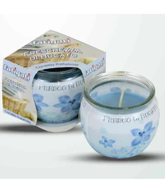 12PZ CANDELA VASETTO PROFUMO FRESCO BUCATO AMBIENTE DECORATIVO 295548A