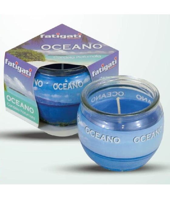 12 PZ CANDELA VASETTO VETRO PROFUMO OCEANO AMBIENTE DECORATIVO 295524A