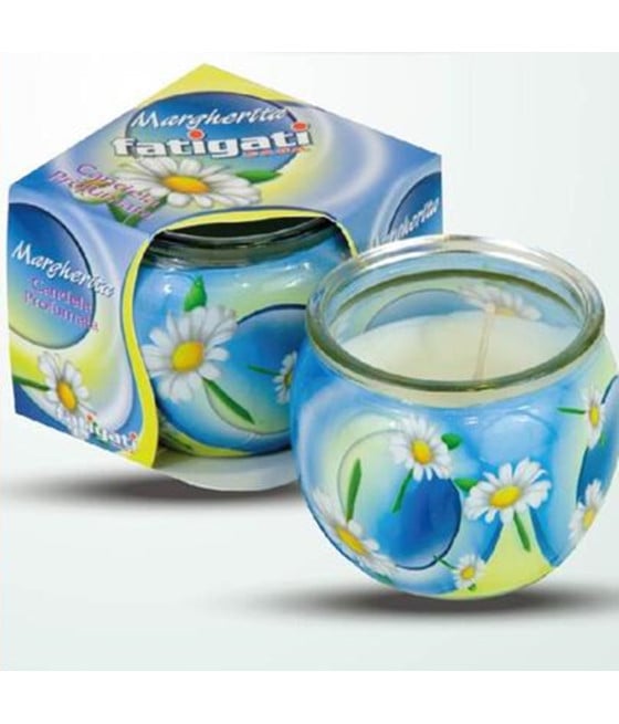 12PZ CANDELA VASETTO VETRO PROFUMO MARGHERITA AMBIENTE DECORATIVO 295463
