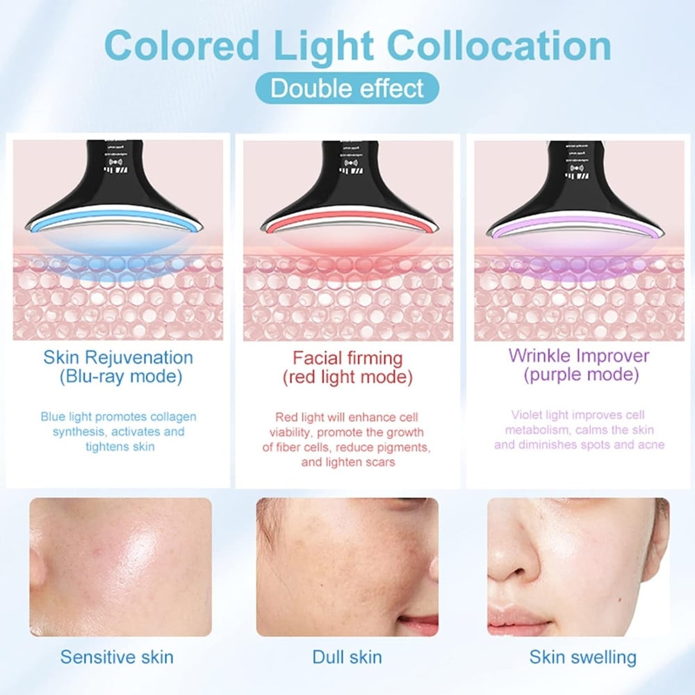 DISPOSITIVO VISO COLLO TERAPIA FOTONICA LED RIDUZIONE DOPPIO MENTO RUGHE