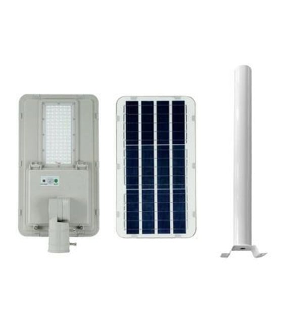 FARO LAMPIONE STRADALE PANNELLO SOLARE LED 100W LUCE FREDDA 6500K IP65
