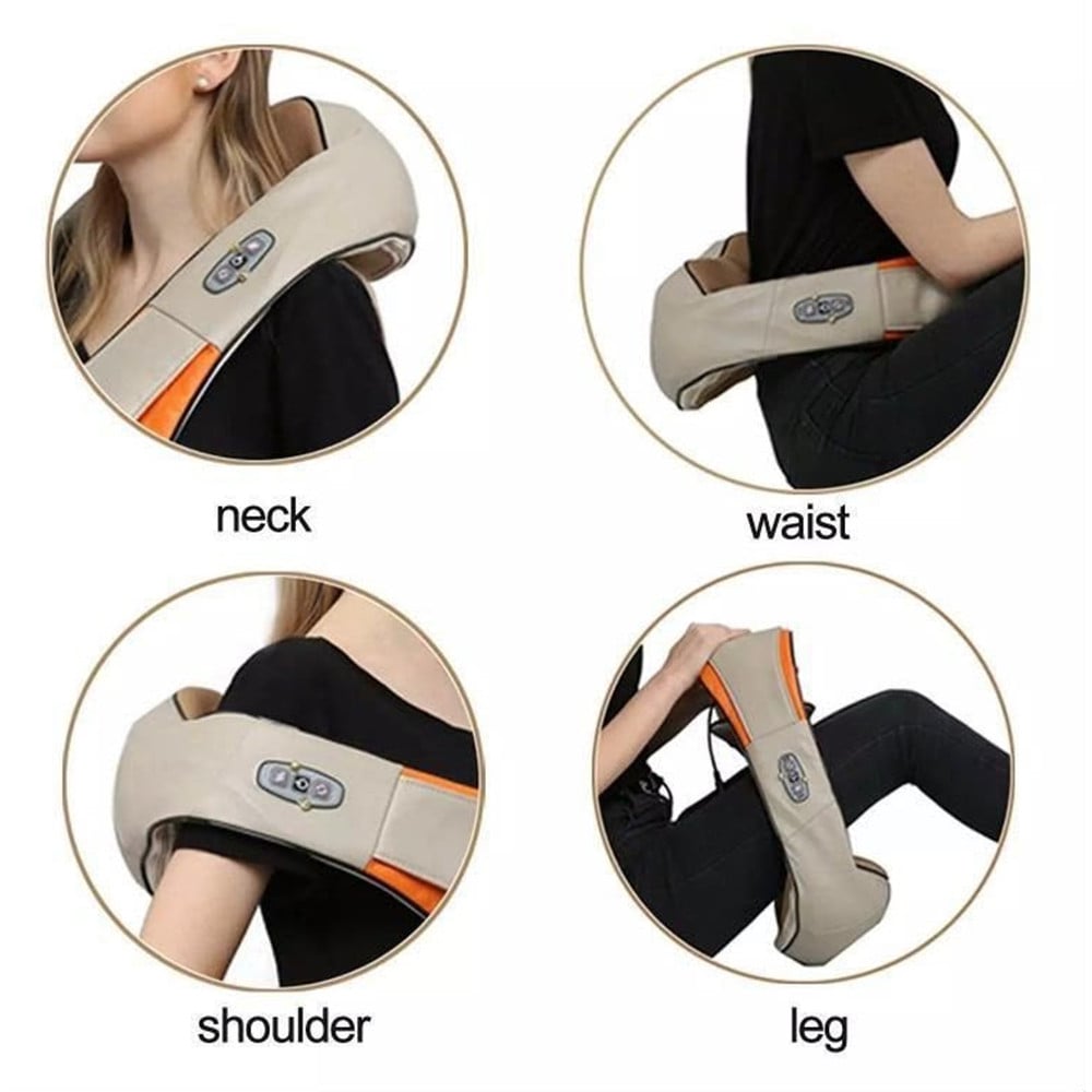 MASSAGGIATORE CERVICALE SHIATSU ROTANTE COLLO GAMBE SCHIENA RISCALDANT