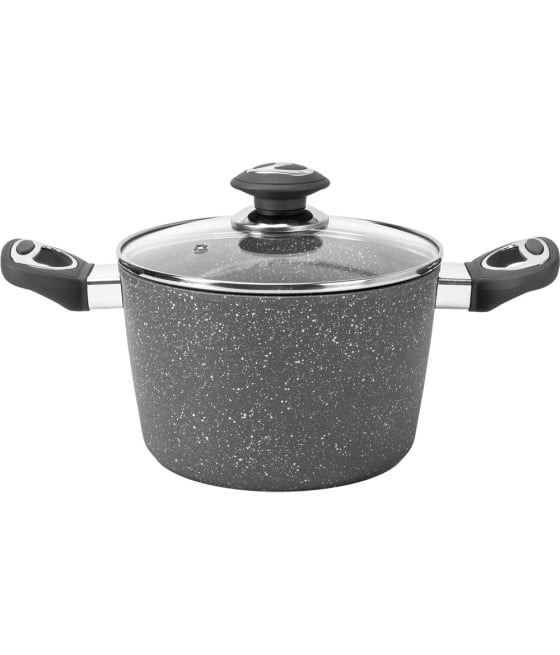 PENTOLA CON COPERCHIO IN VETRO ALLUMINIO ∅24CM MANICI SOFT TOUCH