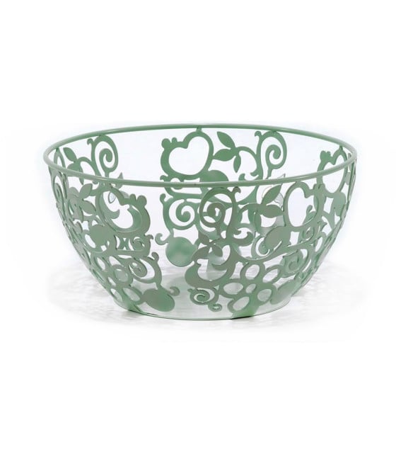 CENTROTAVOLA METALLO VERDE SALVIA H12XØ24CM DESIGN TRAFORATO DECORATIVO