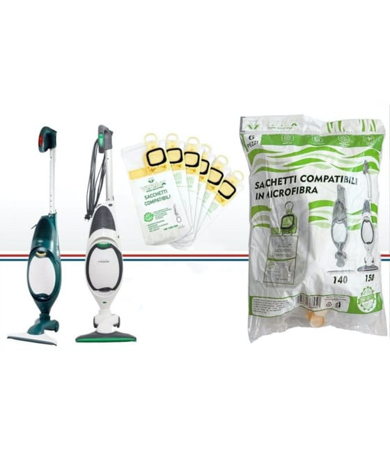 6 SACCHETTI ASPIRAPOLVERE MICROFIBRA COMPATIBILI MODELLI VK140/VK150