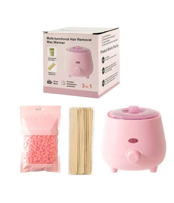 KIT SCALDACERA MULTIFUNZIONE 3IN1 DEPILAZIONE CERA GRANI SPATOLE LEGNO