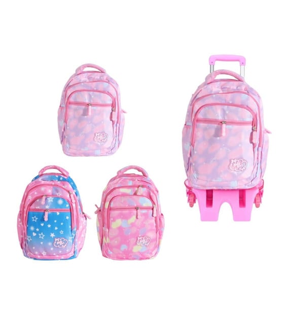 ZAINO TROLLEY MULTITASCA CON MANICO TELESCOPICO SCUOLA GRAFICA COLORATA