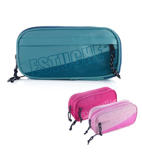 ASTUCCIO SCUOLA PORTAPENNE DESIGN OVALE SCRITTA LOGO VARI SCOMPARTI 622054
