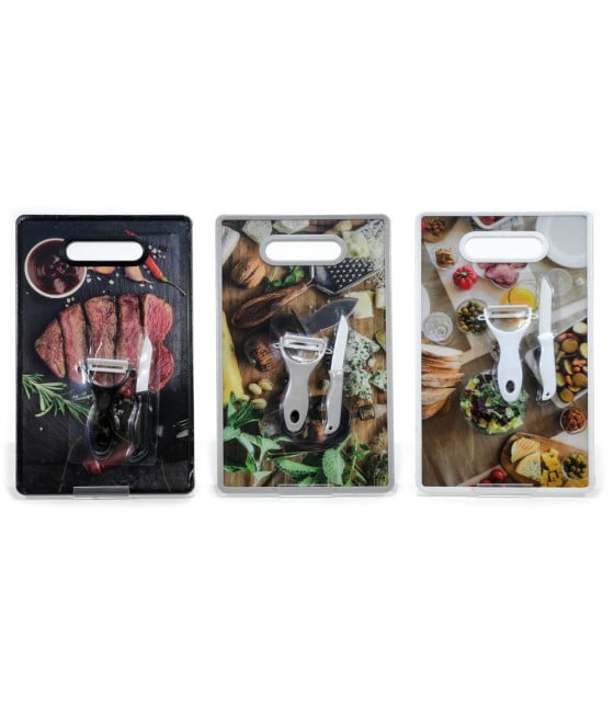 TAGLIERE IN PLASTICA CON COLTELLO PELAPATATE CUCINA STAMPA ALIMENTARE