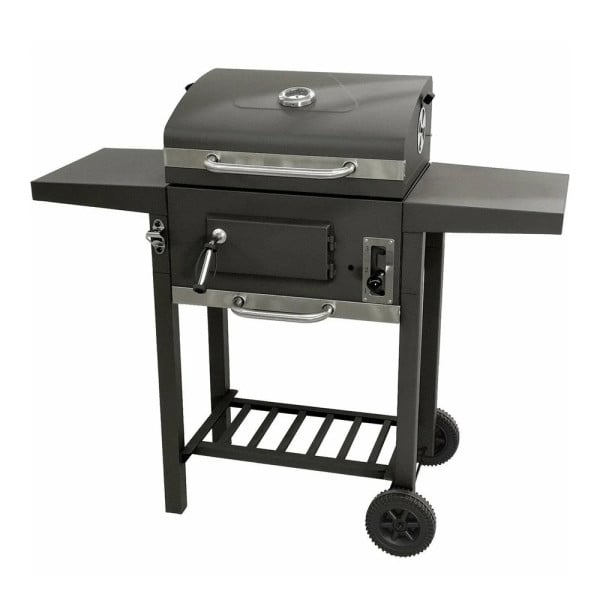 BARBECUE A CARBONE CON COPERCHIO TERMOMETRO INTEGRATO RIPIANI 2 RUOTE