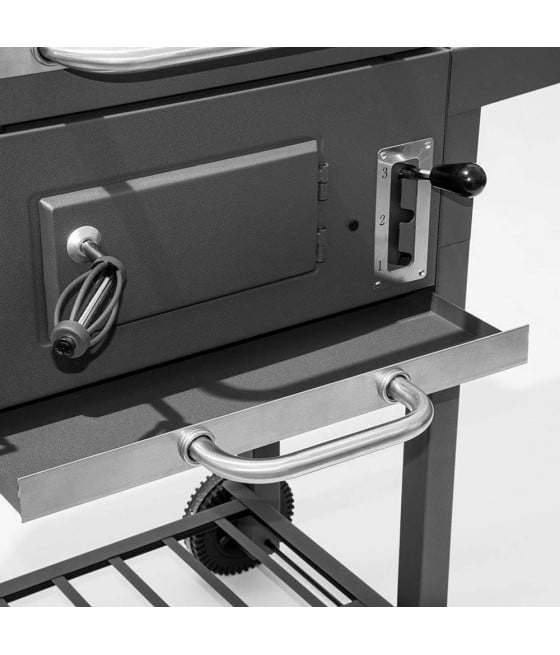 BARBECUE A CARBONE CON COPERCHIO TERMOMETRO INTEGRATO RIPIANI 2 RUOTE