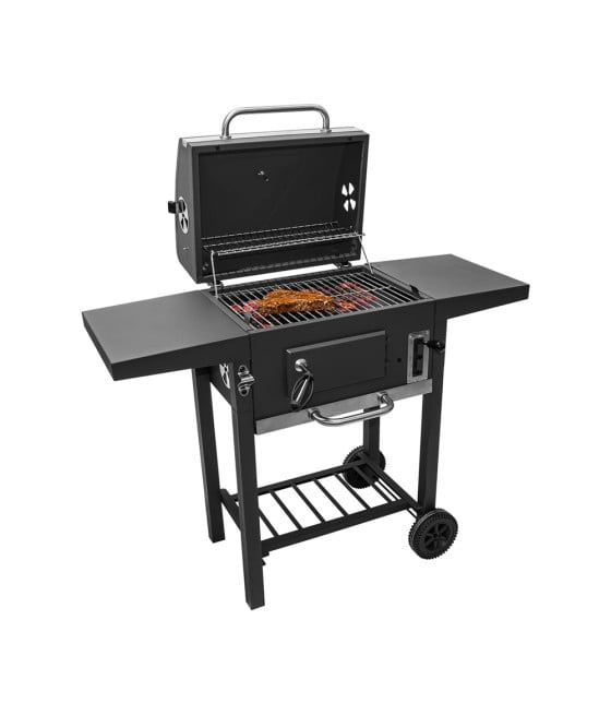 BARBECUE A CARBONE CON COPERCHIO TERMOMETRO INTEGRATO RIPIANI 2 RUOTE