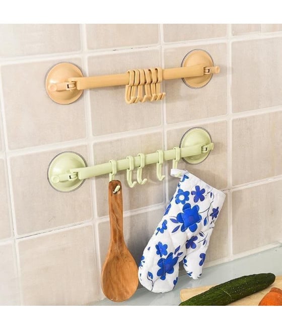 2PZ ORGANIZZATORE CON GANCI VENTOSE PARETE CUCINA BAGNO APPENDIABITI