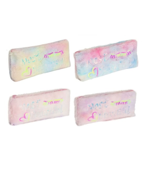 ASTUCCIO PENNE MULTIFUNZIONE DESIGN PELUCHE SCRITTA PAILLETTES 615085