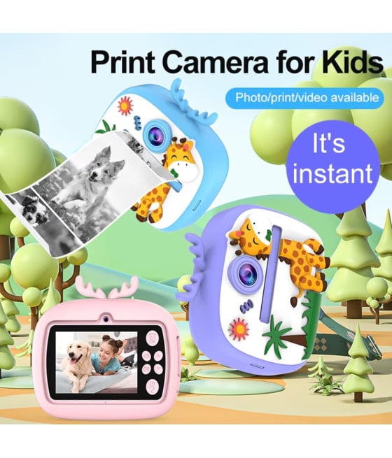 FOTOCAMERA BAMBINI STAMPA ISTANTANEA TERMICA FOTO VIDEO RICARICABILE