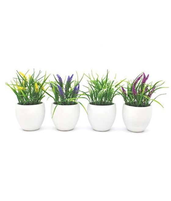 PIANTA ARTIFICIALE LAVANDA CON VASO BIANCO Ø14XH25CM 4 COLORI 156650