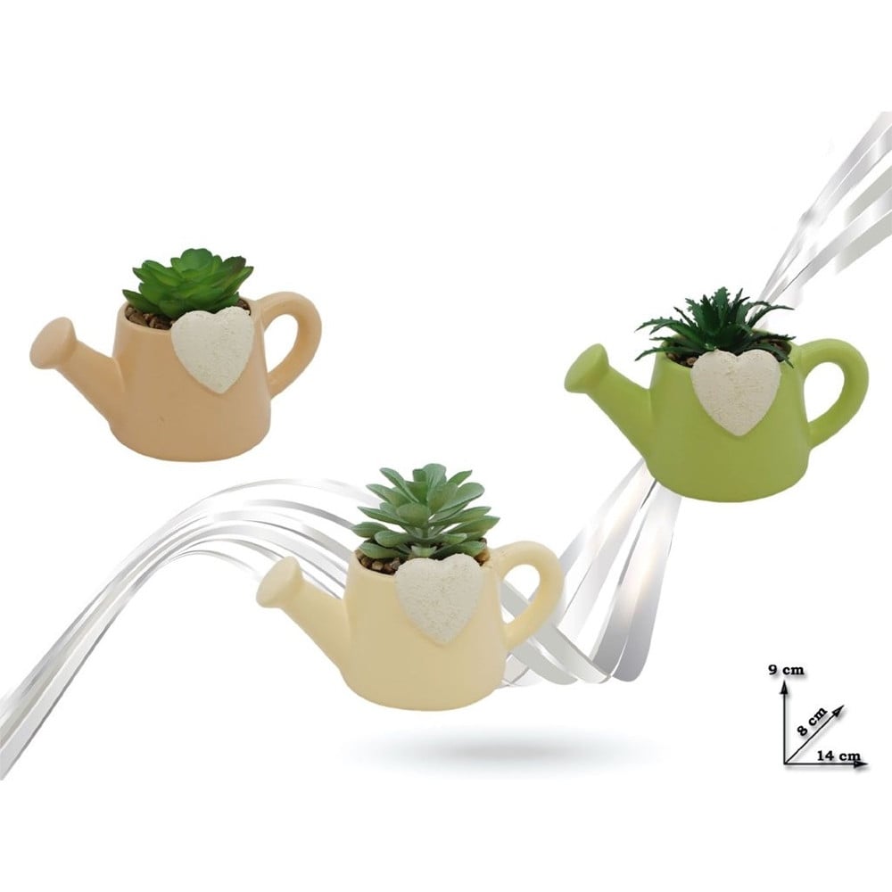 VASO FORMA INNAFFIATOIO CON CUORE CERAMICA CON PIANTINA GRASSA 9013144