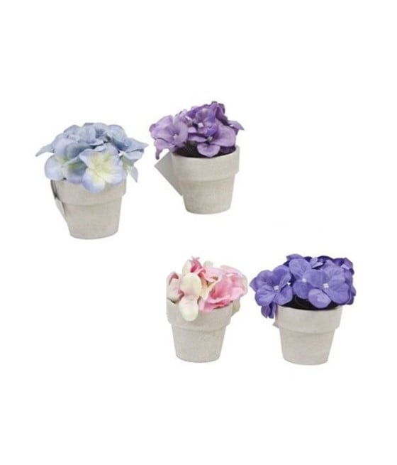 12PZ MINI PIANTA FIORI ARTIFICIALE CON VASO IN CELLULOSA Ø7X13CM 210924