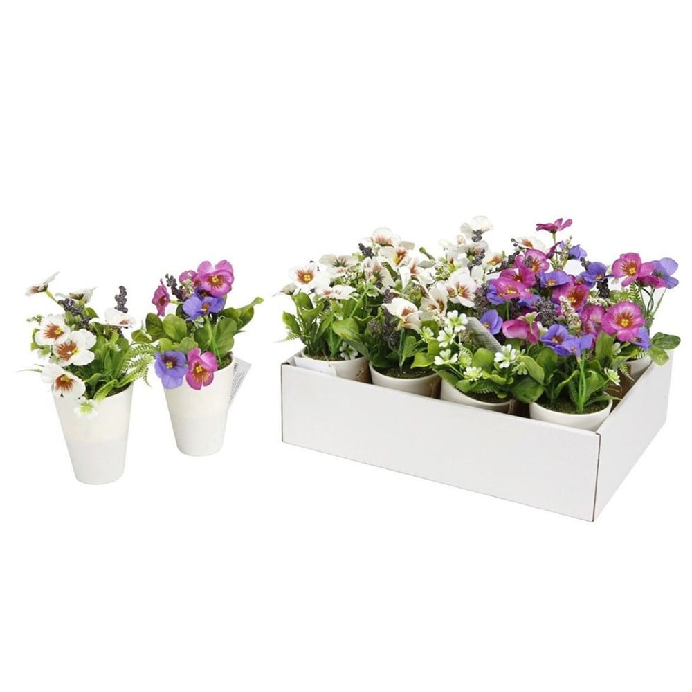 SET 12PZ MINI PIANTA FIORI ARTIFICIALE CON VASO IN PP Ø6.5X21CM 207216