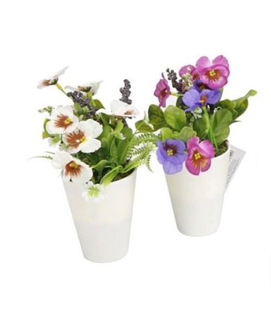 SET 12PZ MINI PIANTA FIORI ARTIFICIALE CON VASO IN PP Ø6.5X21CM 207216