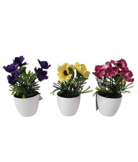 12PZ MINI PIANTA FIORI ARTIFICIALE CON VASO IN PP BIANCO Ø8X19CM 241244