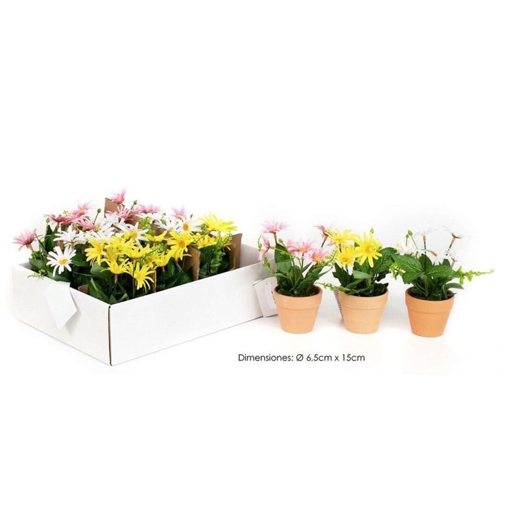 SET 12PZ MINI PIANTA FIORI ARTIFICIALE CON VASO IN TERRACOTTA 231039