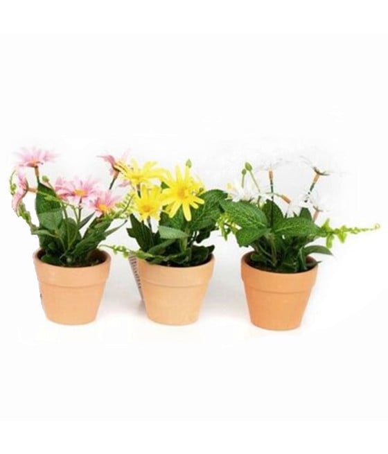 SET 12PZ MINI PIANTA FIORI ARTIFICIALE CON VASO IN TERRACOTTA 231039
