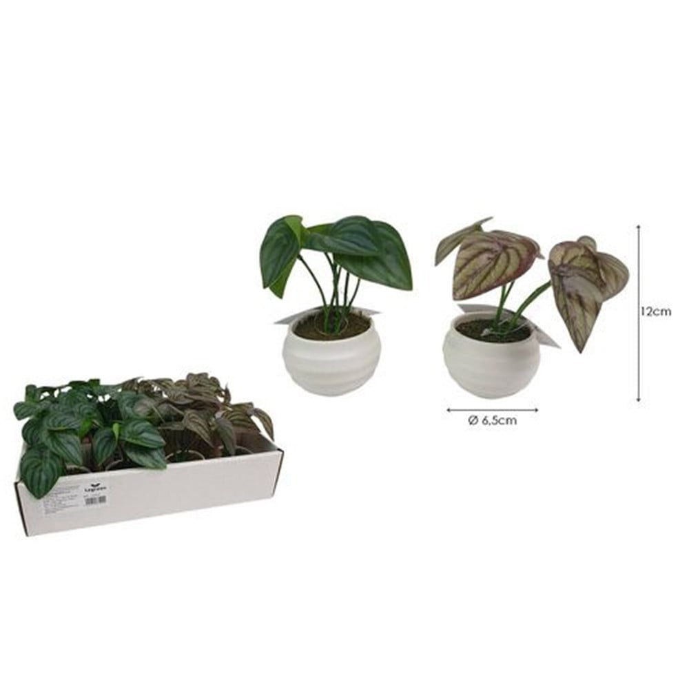 SET 12PZ MINI PIANTA ARTIFICIALE CON VASO IN PP BIANCO Ø6,5X12CM 241237
