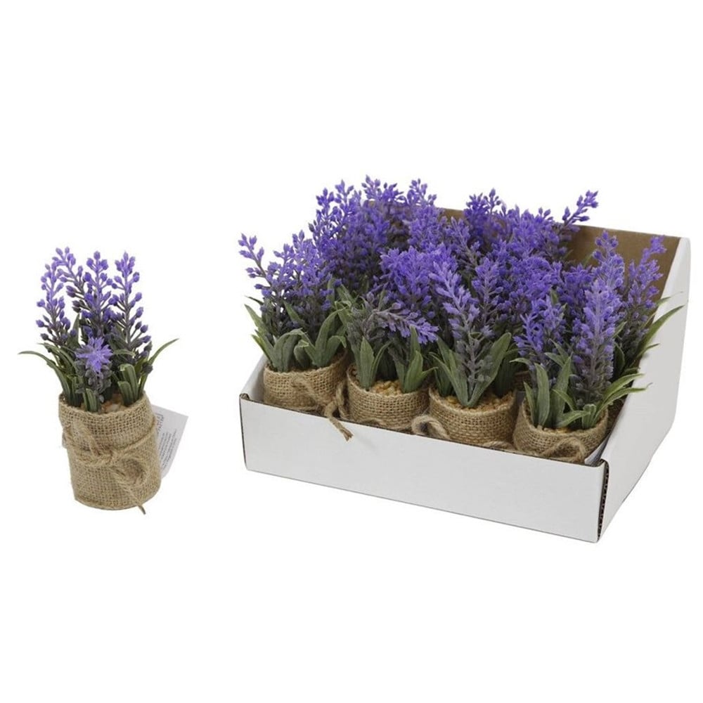 SET 12PZ PIANTA LAVANDA ARTIFICIALE CON VASO SACCO JUTA Ø5X15CM 210926