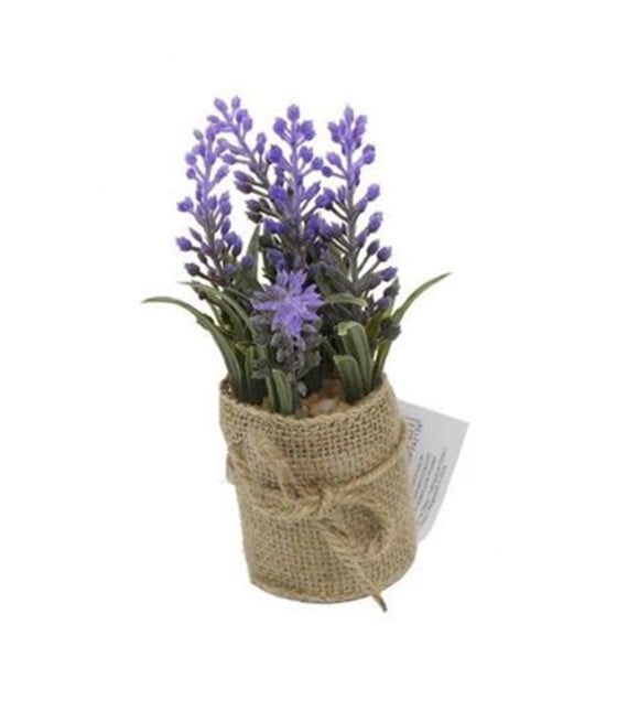 SET 12PZ PIANTA LAVANDA ARTIFICIALE CON VASO SACCO JUTA Ø5X15CM 210926