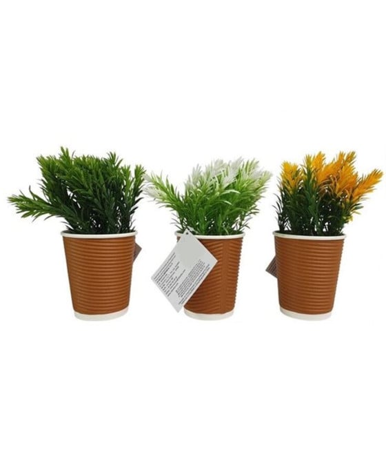 SET 12PZ MINI PIANTA ARTIFICIALE CON VASO IN PP A COSTE Ø8X18CM 241240
