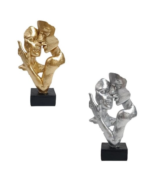 SCULTURA COPPIA ABBRACCIO 30CM STATUA DECORATIVA ASTRATTA SOGGIORNO
