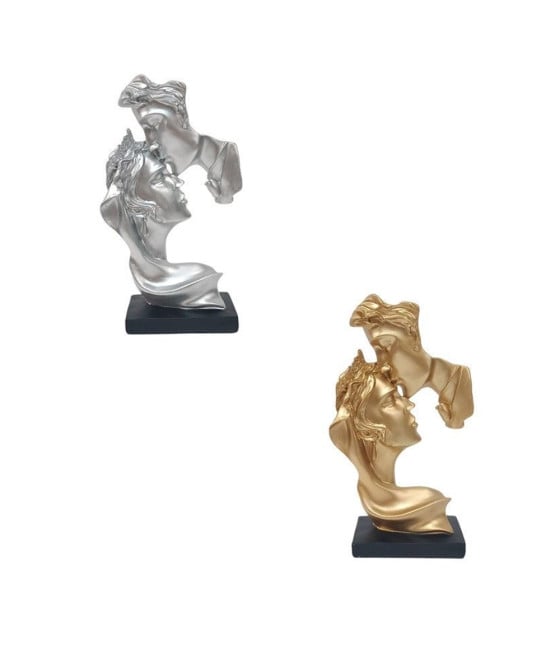 SCULTURA COPPIA BACIO STATUA DECORATIVA ASTRATTA SOGGIORNO INGRESSO