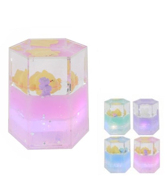 DECORAZIONE STATUETTA FORMA ESAGONO LUMINOSA MUSICALE CON FIGURE 73799