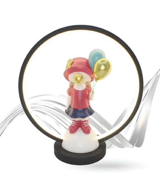 LAMPADA LED TAVOLO RICARICABILE BAMBINA CON PALLONCINI IN POLIRESINA