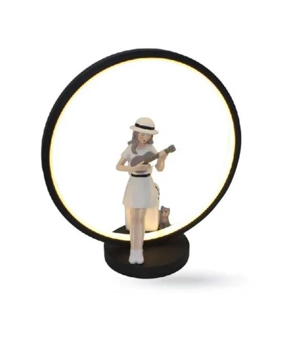 LAMPADA LED TAVOLO RICARICABILE USB DONNA CON CHITARRA IN POLIRESINA