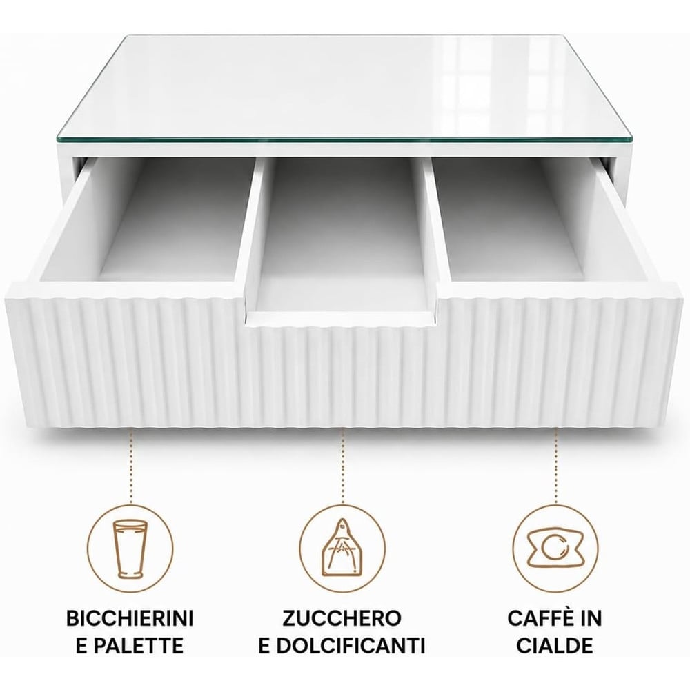 ORGANIZER PORTA CAPSULE CIALDE BIANCO TOP VETRO BIANCO DIVISORI 749607
