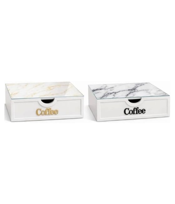 ORGANIZER PORTA CAPSULE CIALDE COFFEE TOP VETRO TRASPARENTE MARMO 747160