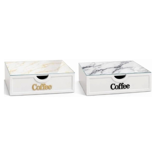 ORGANIZER PORTA CAPSULE CIALDE COFFEE TOP VETRO TRASPARENTE MARMO 747160