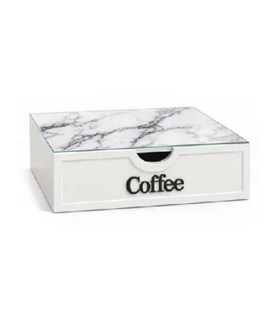 ORGANIZER PORTA CAPSULE CIALDE COFFEE TOP VETRO TRASPARENTE MARMO 747160